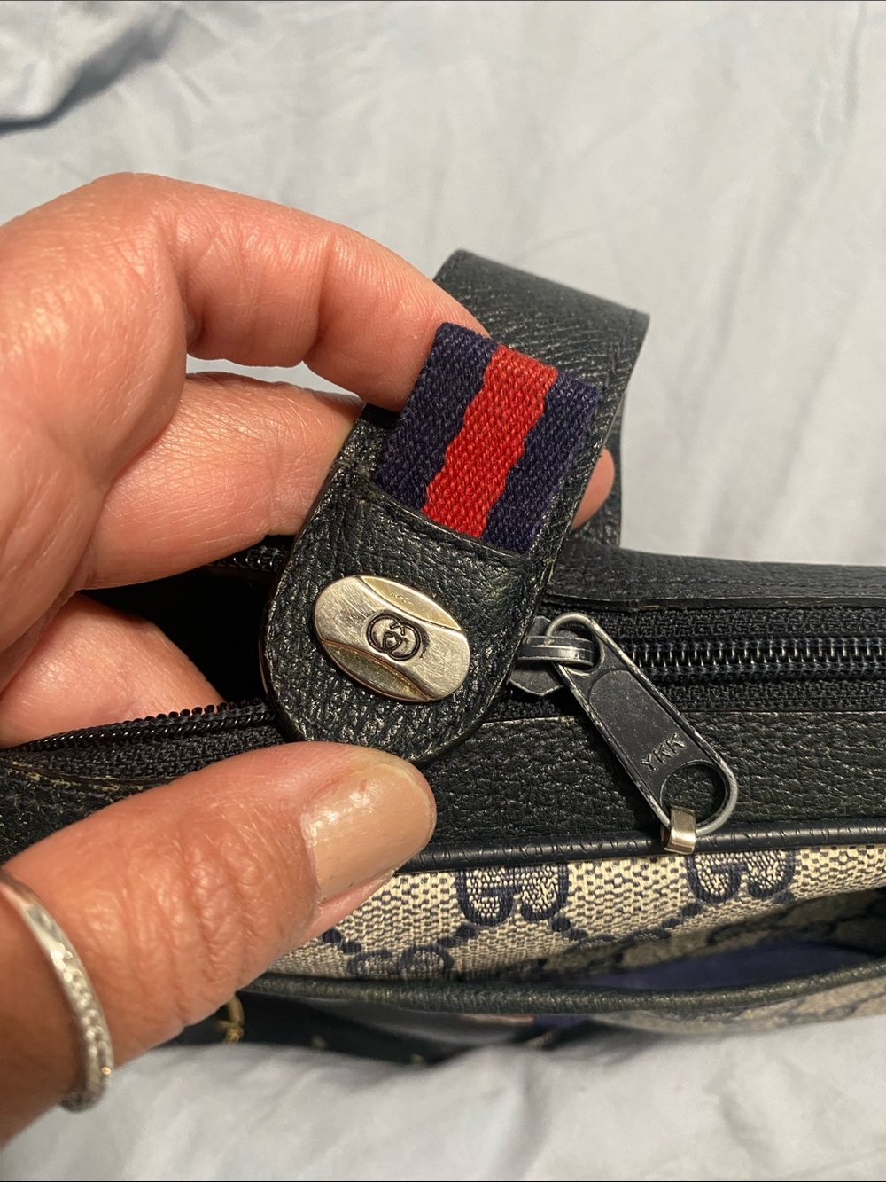 Gucci Beige GG Supreme Canvas Crossbody with Red & Blue Web - Picture 11 of 13